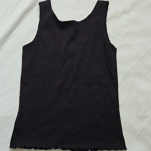 No Boundaries Black Ribbed Tank with Buttons, Size S - Picture 5 of 5